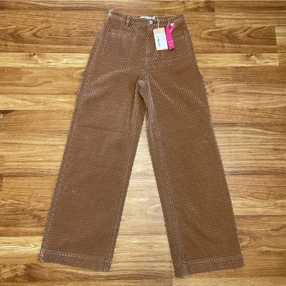 Fabrique Hilda Geometric Texture Baggy Jeans Faded Jacquard Denim - Picture 3 of 8